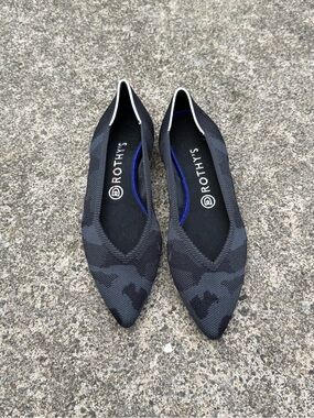 Rothy’s The Point Gray Camo Flats Women’s Size 6 | New-Like Condition